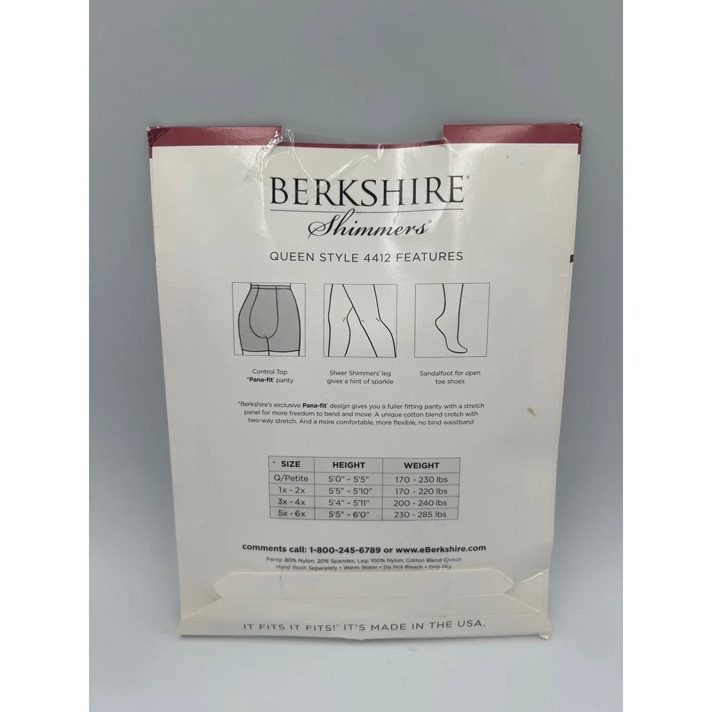 Berkshire Shimmers Queen Pantyhose Candlelight 4412 Control Top Sandalfoot 5x-6x